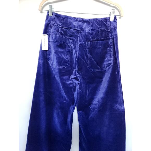 NWT Maeve The Colette Cropped Wide-Leg Velvet Pants Size 26 Tall Blue #7F413 - Picture 8 of 13